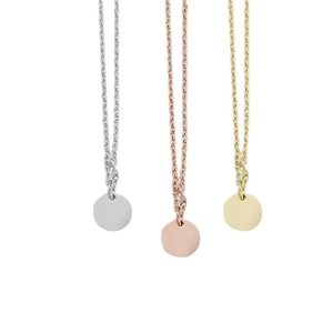 Minimalist S925 sterling silver round disc pendant necklace in silver, rose gold and gold