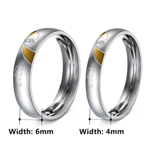 Titanium steel couple rings with Love engraving and heart design for Valentines