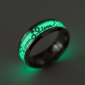 Luminous Stainless Steel Love Letter Ring Gender Symbol Glow In The Dark Couple Band Ring Fashion Jewelry For Men Women