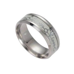 Luminous stainless steel love ring for couples with glowing letters and gender symbols