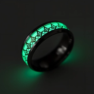 Vintage Freemasonry Stainless Steel Ring Glow In The Dark Luminous Band Masonic G Sign Fashion Jewelry Unisex Finger Ring