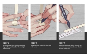 Three-step guide for measuring finger circumference for 8mm stainless steel ring size