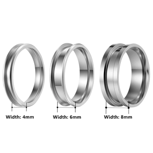 DIY-Ringrohlinge aus poliertem 304 Edelstahl in 4mm, 6mm und 8mm Breite mit Mittelrillen