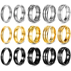 Minimalistischer 304 Edelstahl Rillenring Für Damen Herren DIY Inlay Blank Polierter Band Schmuck Geschenk