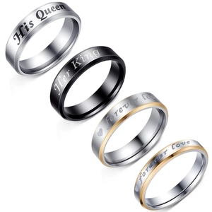 His Queen Her King Forever Love Gravierter Edelstahl Ring Für Paare Herz Buchstabe Band Ringe Hochzeit Party Schmuck Geschenk