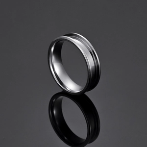 Polierter, gunmetalgrauer Edelstahl-Ringkern mit Innennut für DIY-Schmuckdesigns