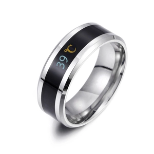 Smart temperature sensitive stainless steel couple ring displaying 39 degrees Celsius