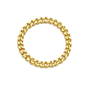Minimalist golden Cuban link chain ring for women in polished stainless steel
