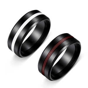 Minimalist Stainless Steel Ring For Men Black Sand Surface Drip Oil Band Ring Fashion Industrial Punk Style Jewelry Gift