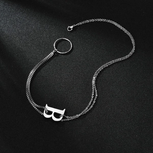 Collier Pendentif Lettre B en Acier Inoxydable Hip Hop pour Femmes Hommes Couleur Argent Chaîne Vénitienne Bijoux Punk