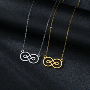 Collier Pendentif Infini en Acier Inoxydable Vintage pour Femme Chaîne de Clavicule Géométrique Bijoux Minimalistes