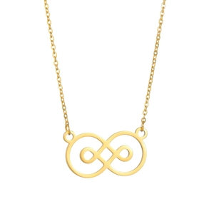 Collier minimaliste en titane doré avec un pendentif symbole infini moderne sur chaîne en O