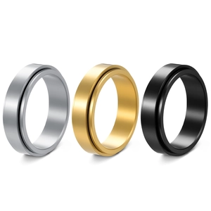 Titanium Steel Plain Spinner Ring For Men Women Stress Relief Minimalist Rotatable Band Fashion Jewelry Electroplated Polished Accessory