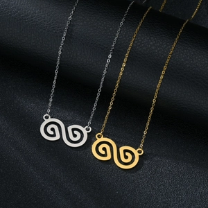 Collana con Ciondolo a Doppia Spirale in Acciaio al Titanio da Donna Elegante Catena Geometrica Placcata Oro Argento Gioielli Regalo