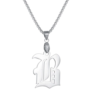 Collier pendentif lettre B gothique en argent avec chaîne box polie pour hommes et femmes