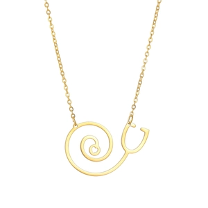 Collier stéthoscope en or poli avec pendentif cœur en spirale sur chaîne fine