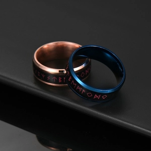 Nordischer Wikinger Runen Titanstahl Ring Herren Damen Temperaturfühler Farbwechsel Band Vintage Punk Schmuck Fingerring