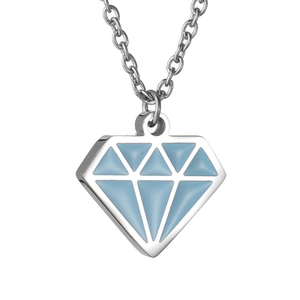 Collier avec pendentif diamant bleu ciel et chaîne argentée de style moderne