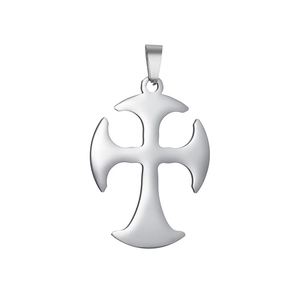 Polierter silberner Edelstahl Kreuzanhänger mit hochglänzendem Metallfinish