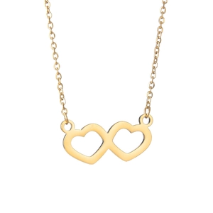 Elegant gold-plated double heart necklace with a delicate link chain for women