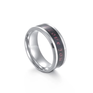 Bague en Acier Titane à Changement de Couleur par Température I Love You pour Couples Mode Européenne Bijoux de Sentiment Romantique Bague Unisexe