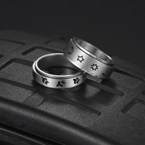 Edelstahl Drehbare Spinner Ring Für Angst Erleichterung Unisex Gebürstetes Metall Fidget Ring Katze Schildkröte Wetter Schmuck