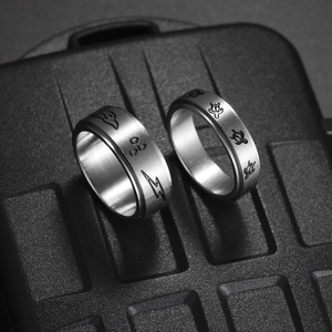Edelstahl-Spinning-Ringe mit Anime-Wolken und Schildkröten-Motiven in Silber