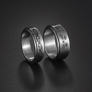 Anti-Stress Fidget Ringe aus Edelstahl mit rotierendem Katzen- und Wolkenmuster-Design