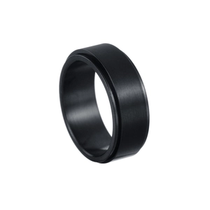 8mm matte black rotatable stainless steel spinner ring for stress relief shown at 45 degrees