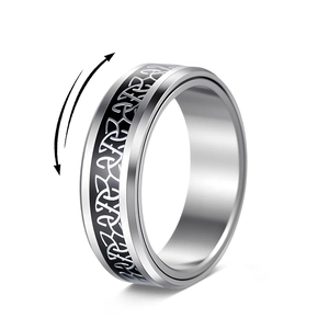 Viking Celtic Knot Spinner Ring For Men Titanium Steel Rotatable Stress Relief Band Geometric Pattern Fashion Jewelry Finger Ring