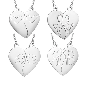 Couples stainless steel heart pendant necklaces set in four distinct romantic designs