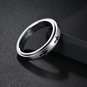 Bague spinner 4mm en acier inoxydable brossé avec croix pour soulager le stress