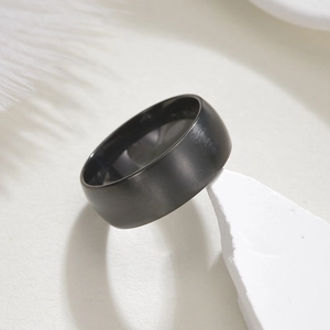 8mm minimalist matte black brushed stainless steel ring with arc design for men and women