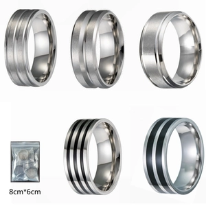 Stainless Steel Ring Collection For Men Women Silver Black Striped Brushed Band Rings Industrial Punk Fashion Jewelry Accessory