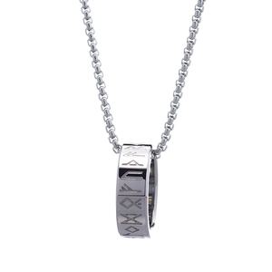 Silver Viking rune circle pendant with box chain made of durable stainless steel
