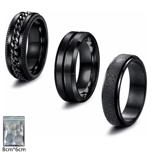 Schwarze Edelstahl Rotierende Kette Band Ringe Für Damen Herren Punk Cyberpunk Hip Hop Gebürstet Matt Spinner Ring Schmuck
