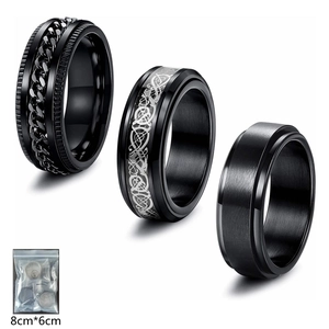 Men Titanium Steel Spinner Rings Dragon Chain Brushed Matte Anxiety Relief Band Rings Jewelry For Men Women Daily Accessory
