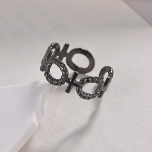Bague ajustable en acier titane avec symboles X et O de style bohème vintage