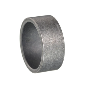 Detailed macro view of 10mm wide stone-washed titanium steel ring with vintage matte texture