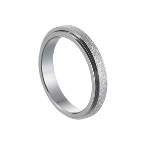 Detail of 4mm rotating stainless steel stress relief ring with sandblasted matte finish