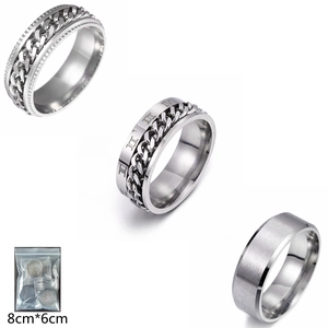 Titanium Steel Rotating Chain Ring Roman Numerals Brushed Finish Stress Relief Spinner Finger Ring For Men Outdoor Jewelry