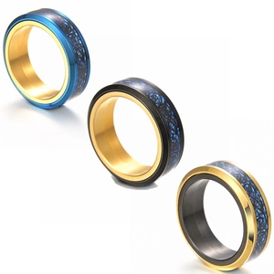 Lot de bagues rotatives de 8mm en acier inoxydable avec motif dragon en trois couleurs