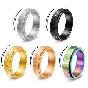 Unisex Δαχτυλίδι Spinner από Ατσάλι Τιτανίου Χειροποίητη Σφυρήλατη Υφή Περιστρεφόμενο Δαχτυλίδι Ανακούφισης Άγχους Κοσμήματα Δώρο