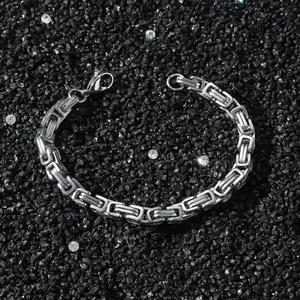 Men Hip Hop Alloy Paperclip Chain Bracelet Silver Color Punk Byzantine Link Chain Bracelet For Men Women Jewelry Gift