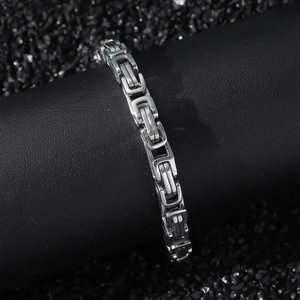 6mm classic silver stainless steel Byzantine chain bracelet for men in hip hop style