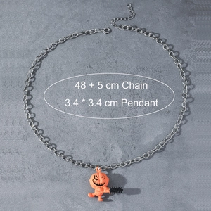 Collier avec pendentif citrouille homme à la tronçonneuse pour Halloween en zinc
