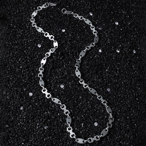 Stainless Steel Hip Hop Chain Necklace For Men Women Unisex Spliced Oval Square H Link Streetwear Jewelry Polished Splicing Link Choker Bracelet