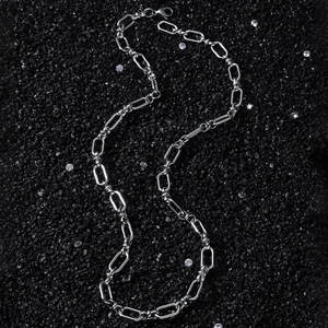 Collana Bracciale Catena a Maglie Ovali in Acciaio Inossidabile Hip Hop per Uomo Donna Unisex Stile Industriale Lucido Punk Streetwear Gioielli