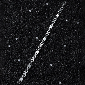 Men's hip-hop stainless steel bracelet with oval and H-link chain on black stones