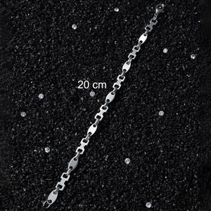 Men's hip hop silver oval link chain bracelet in stainless steel, 20 cm length